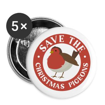 Save the Christmas Pigeons - Buttons large 2.2''/56 mm (5-pack) - white - Front