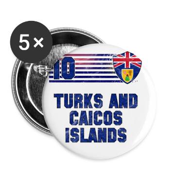 Turks- und Caicosinseln Fußball Mannschaft - Buttons groß 56 mm (5er Pack) - Weiß - Vorne