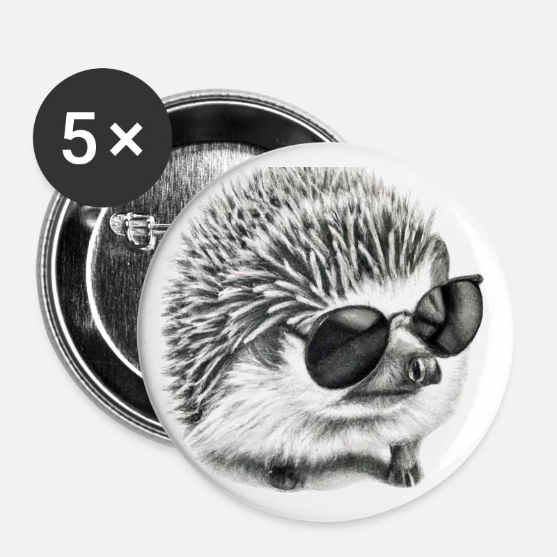 cute little hedgehog with sunglasses cute child - Buttons large 2.2''/56 mm (5-pack) - white