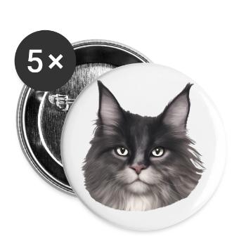 Maine Coon Cat - Buttons large 2.2''/56 mm (5-pack) - white - Front