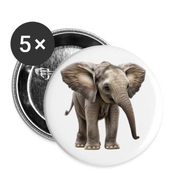 Mega cute baby elephant - Buttons large 2.2''/56 mm (5-pack) - white - Front