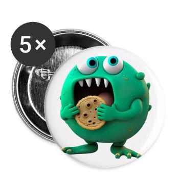 cute alien cookies monster - Buttons large 2.2''/56 mm (5-pack) - white - Front