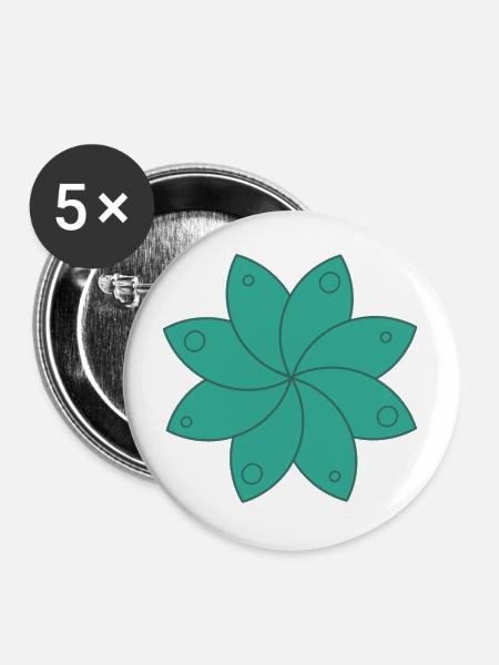 Grüne geometrische Blume - Buttons groß 56 mm (5er Pack) - Weiß