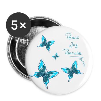 Schmetterlinge blau Peace Joy Pancake - Buttons groß 56 mm (5er Pack) - Weiß - Vorne
