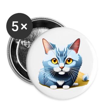 Blue Kitten - Buttons large 2.2''/56 mm (5-pack) - white - Front