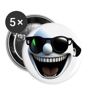 Lachendes Gesicht - Buttons groß 56 mm (5er Pack) - Weiß - Vorne
