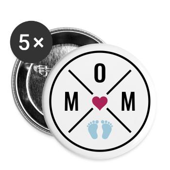 Maman Coeur Bébé Bébé Pieds Maman Amour Fête des Mères Maman - Lot de 5 grands badges (56 mm) - blanc - Devant