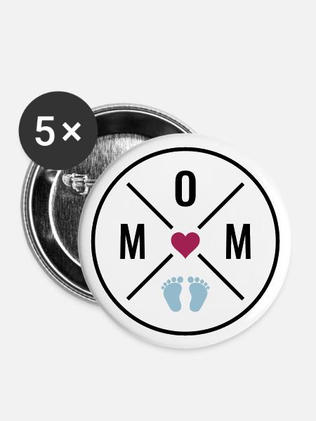 MOM Heart Baby Baby Feet Mom Love Mother's Day Mom - Buttons large 2.2''/56 mm (5-pack) - white
