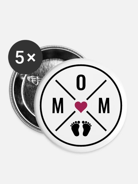 MOM Heart Baby Baby Feet Mom Love Mother's Day Mom - Buttons large 2.2''/56 mm (5-pack) - white
