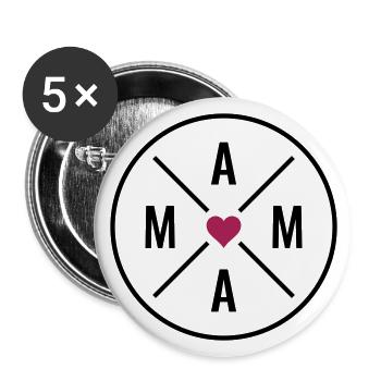 Mutter Herz Muttertag Weihnachten Geburtstag Mama - Buttons groß 56 mm (5er Pack) - Weiß - Vorne
