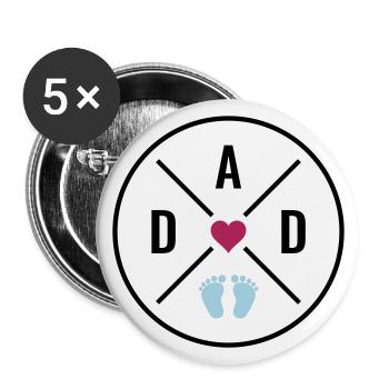 DAD Heart Baby Baby Feet Dad Love Father's Day Dad - Buttons large 2.2''/56 mm (5-pack) - white - Front
