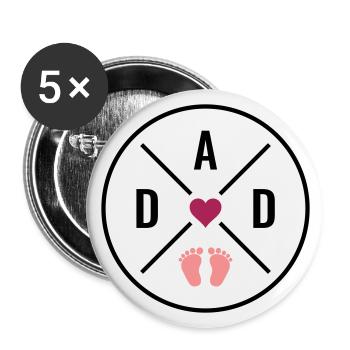 DAD Heart Baby Baby Feet Dad Love Father's Day Dad - Buttons large 2.2''/56 mm (5-pack) - white - Front