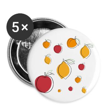 Fruit party! - Buttons large 2.2''/56 mm (5-pack) - white - Front
