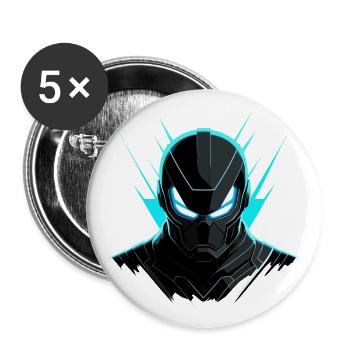 Wütender Roboter - Buttons groß 56 mm (5er Pack) - Weiß - Vorne