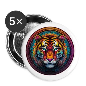 Indian Tiger2 - Buttons large 2.2''/56 mm (5-pack) - white - Front