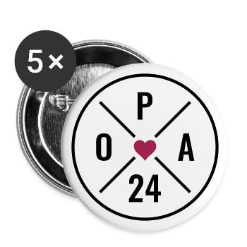 Opa 24 - Opa Herz - Opa 2024 - Buttons groß 56 mm (5er Pack) - Weiß - Vorne