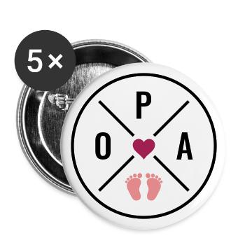 OPA Herz Baby Babyfüße Liebe Farben anpassbar Opa - Buttons groß 56 mm (5er Pack) - Weiß - Vorne