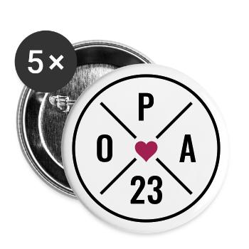 Opa 23 - Opa Herz - Opa 2023 - Buttons groß 56 mm (5er Pack) - Weiß - Vorne