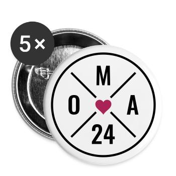 Oma 24 - Oma Herz - Oma 2024 - Buttons groß 56 mm (5er Pack) - Weiß - Vorne