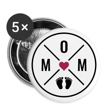 Mom Heart Baby Baby Feet Mom Love Mother's Day Mom - Buttons large 2.2''/56 mm (5-pack) - white - Front