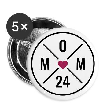 MOM 24 HEART BABY MOM LOVE MOTHER'S DAY MOM 2024 - Buttons large 2.2''/56 mm (5-pack) - white - Front