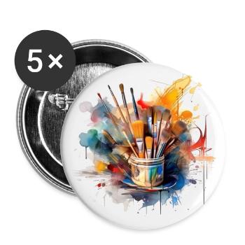 Kunst und Malerei - Buttons groß 56 mm (5er Pack) - Weiß - Vorne