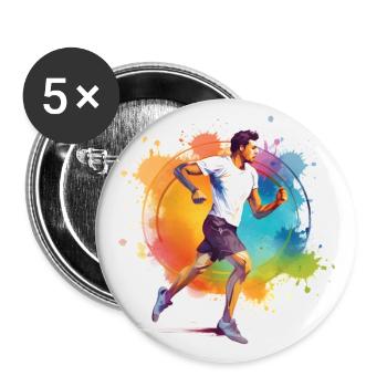 Sportler beim Joggen - Buttons groß 56 mm (5er Pack) - Weiß - Vorne