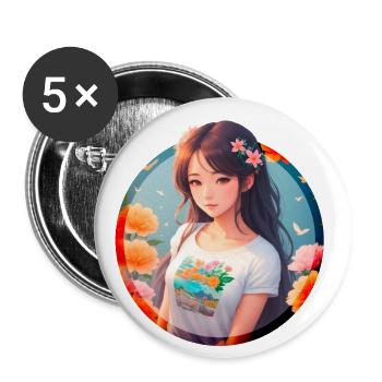 Anime Manga Fille dans le jardin - Lot de 5 grands badges (56 mm) - blanc - Devant