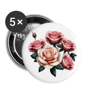 Rose flowers - Realism - Buttons large 2.2''/56 mm (5-pack) - white - Front