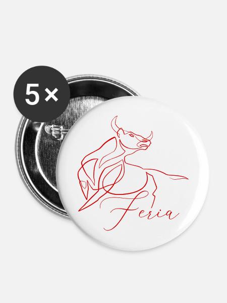Feria-Strichzeichnungen - Buttons groß 56 mm (5er Pack) - Weiß