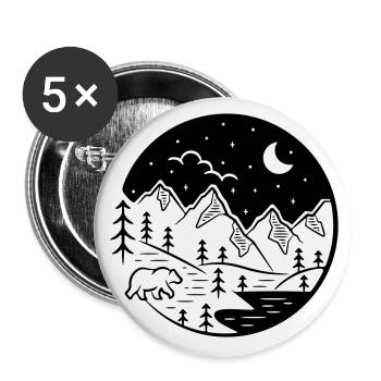 Grizzly Bear Wildlife Mountains National Park - Buttons large 2.2''/56 mm (5-pack) - white - Front