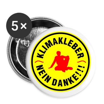 Klimakleber Nein Danke - Buttons groß 56 mm (5er Pack) - Weiß - Vorne