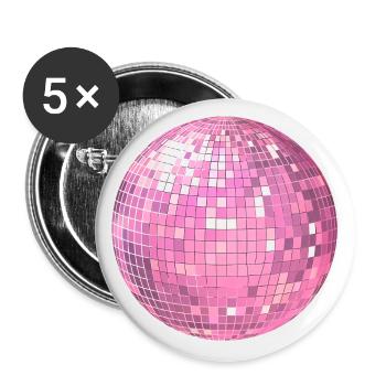 Disco Ball Pink - Buttons large 2.2''/56 mm (5-pack) - white - Front