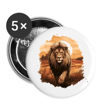 Le lion, le roi des bêtes - Lot de 5 grands badges (56 mm) - blanc - Devant