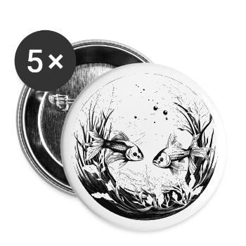 Deux poissons dans l’eau - Lot de 5 grands badges (56 mm) - blanc - Devant