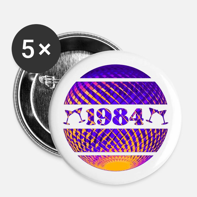 1984 - Buttons groß 56 mm (5er Pack) - Weiß