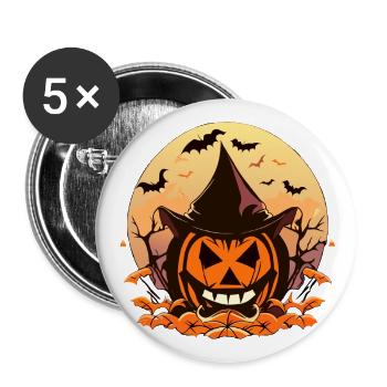 Pumpkin-Lit Spooky Halloween Night - Buttons large 2.2''/56 mm (5-pack) - white - Front