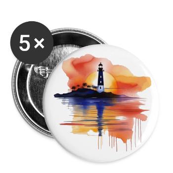A Watercolor Lighthouse Scene - Buttons large 2.2''/56 mm (5-pack) - white - Front