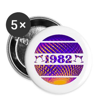 1982 - Lot de 5 grands badges (56 mm) - blanc - Devant