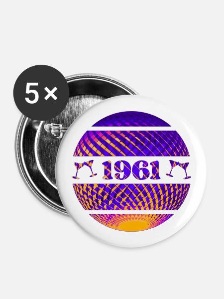 1961 - Buttons groß 56 mm (5er Pack) - Weiß