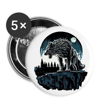 Majestätischer Wolf im Mondschein - Buttons groß 56 mm (5er Pack) - Weiß - Vorne