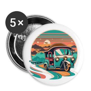 Asian Tuk-Tuk in Foreground - Buttons large 2.2''/56 mm (5-pack) - white - Front