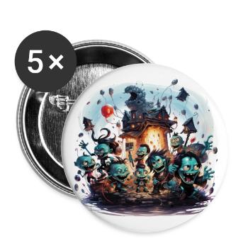 Monster-Mega-Party - Buttons groß 56 mm (5er Pack) - Weiß - Vorne