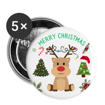 Merry Christmas Celebrate with Joy - Buttons large 2.2''/56 mm (5-pack) - white - Front