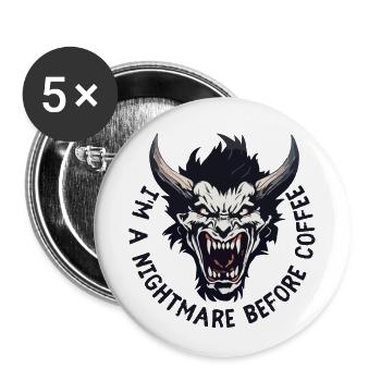 Nightmare before Coffee - Buttons groß 56 mm (5er Pack) - Weiß - Vorne