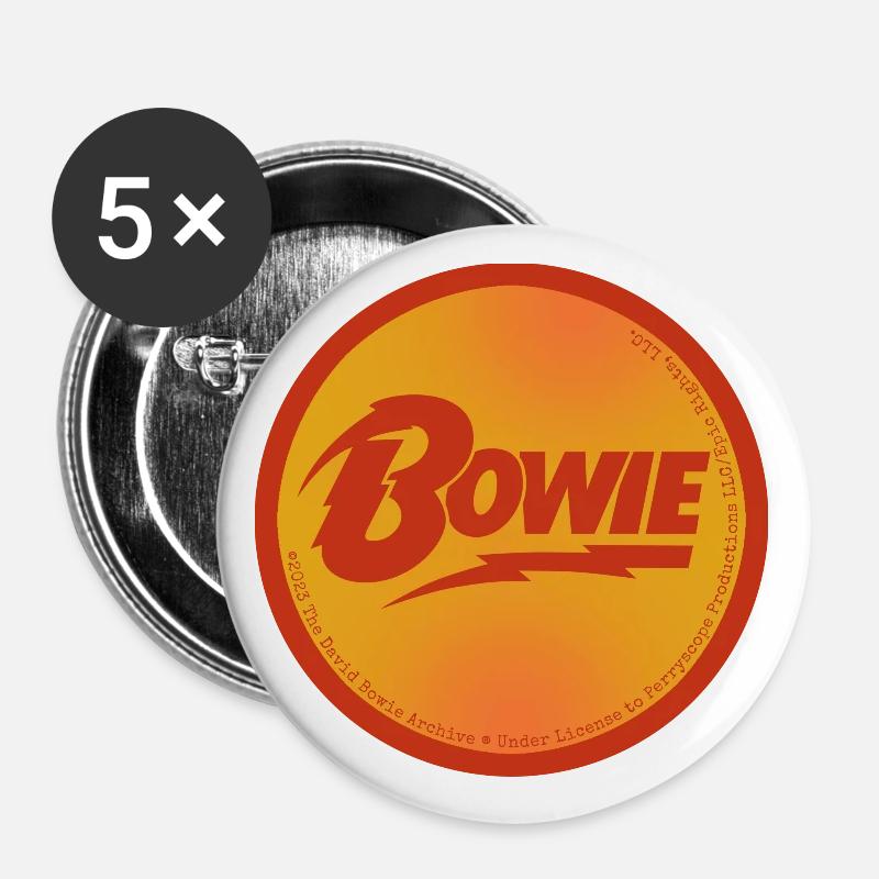 David Bowie Red Lettering With Flash - Buttons large 2.2''/56 mm (5-pack) - white