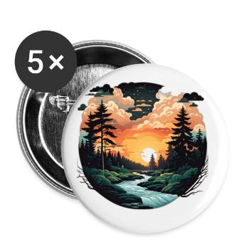 Tauchen Sie ein in die ruhige Wildnis: Waldwald - Buttons groß 56 mm (5er Pack) - Weiß - Vorne