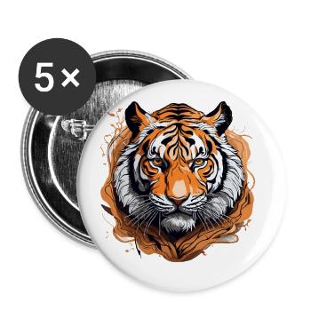 Majestic Feline in Intricate Lines and Detailed - Buttons large 2.2''/56 mm (5-pack) - white - Front