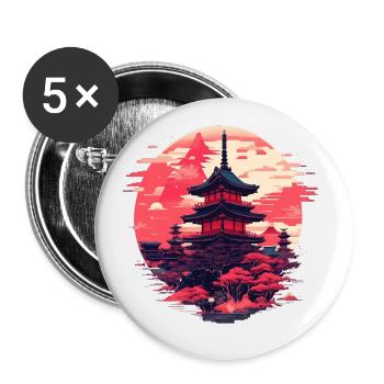 Enchanted in the Dark: Japan City - Buttons large 2.2''/56 mm (5-pack) - white - Front