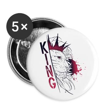 Skizze Müll Löwe - KÖNIG - Buttons groß 56 mm (5er Pack) - Weiß - Vorne